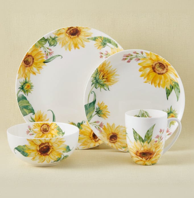 Sunflower 16 Piece Dinnerware Set, Service for 4