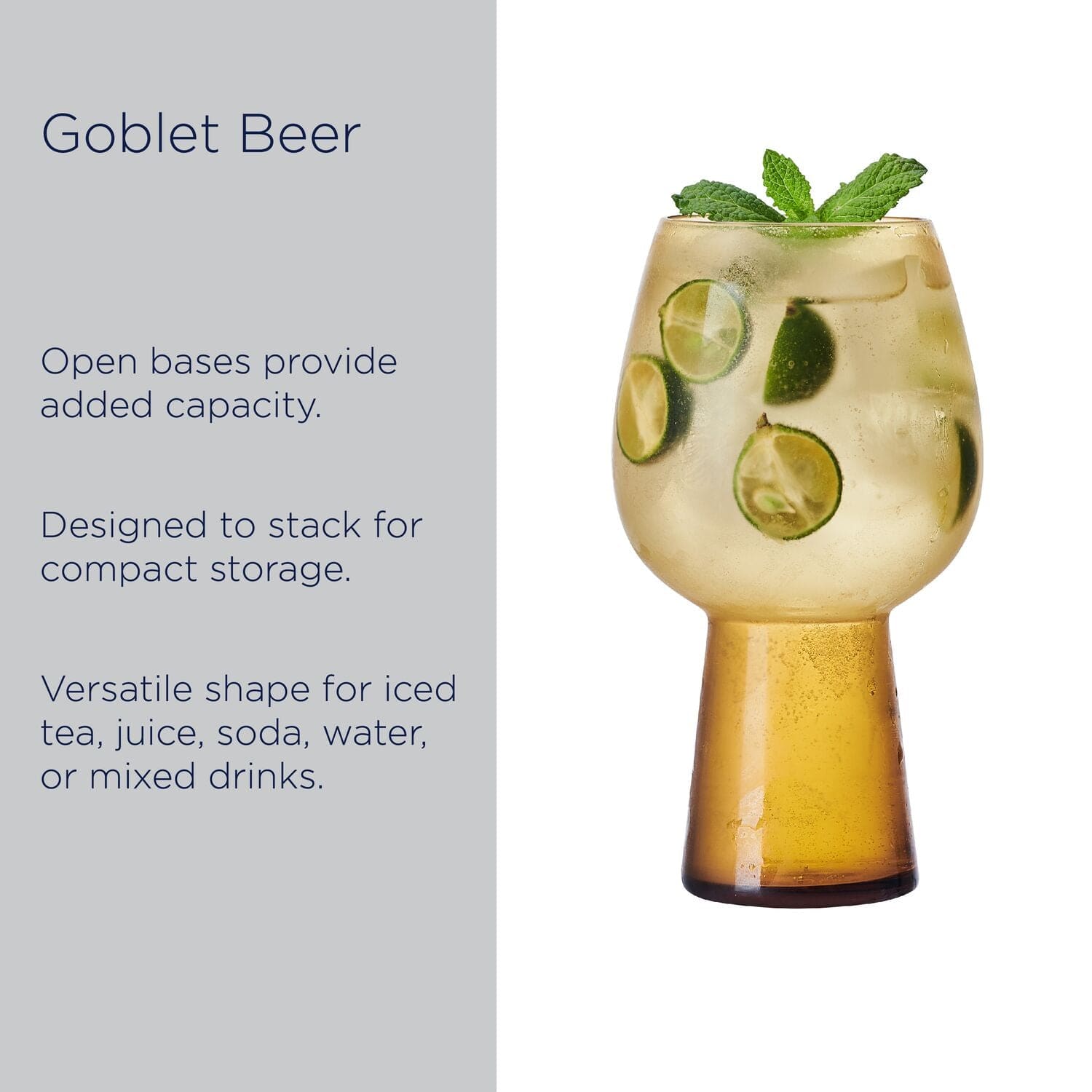 Phoebe Amber Set of 4 Goblet Beverage Glasses