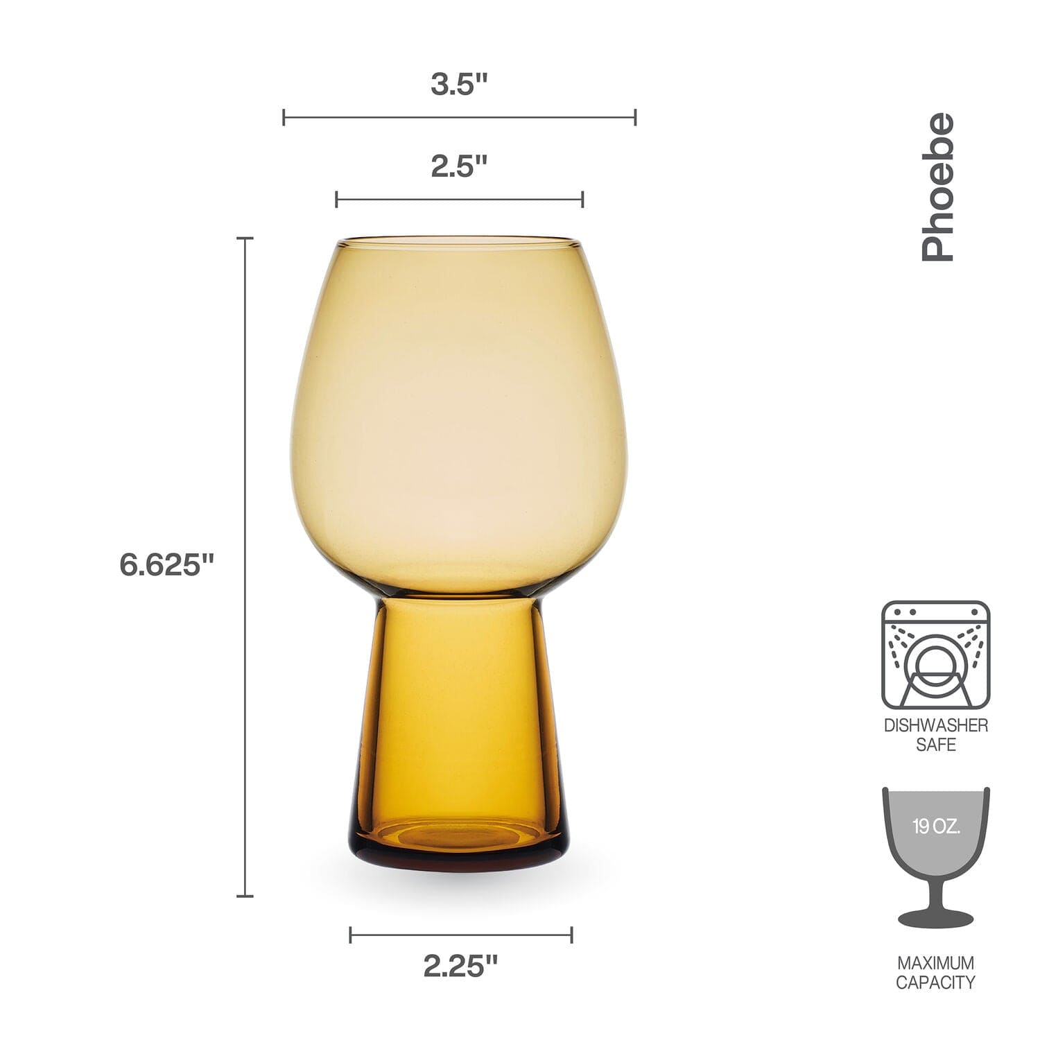 Phoebe Amber Set of 4 Goblet Beverage Glasses