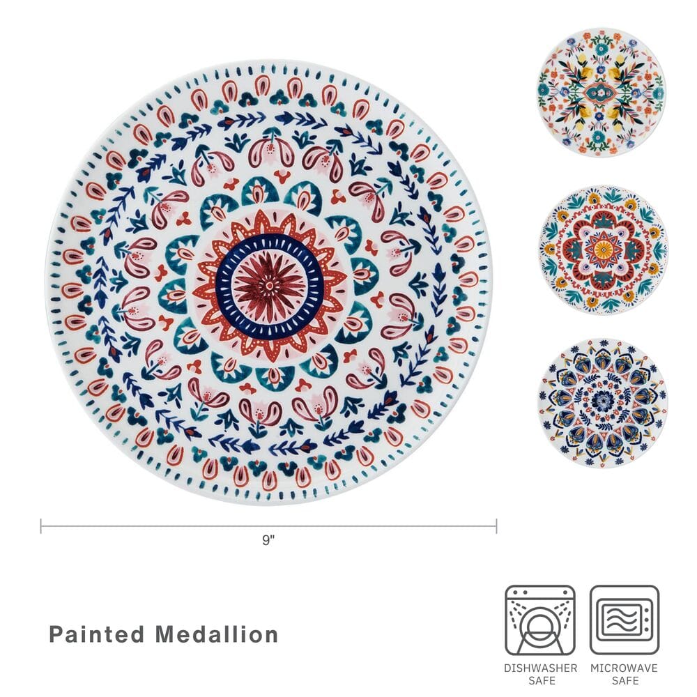 Painted Medallion Set of 4 Salad Plates
