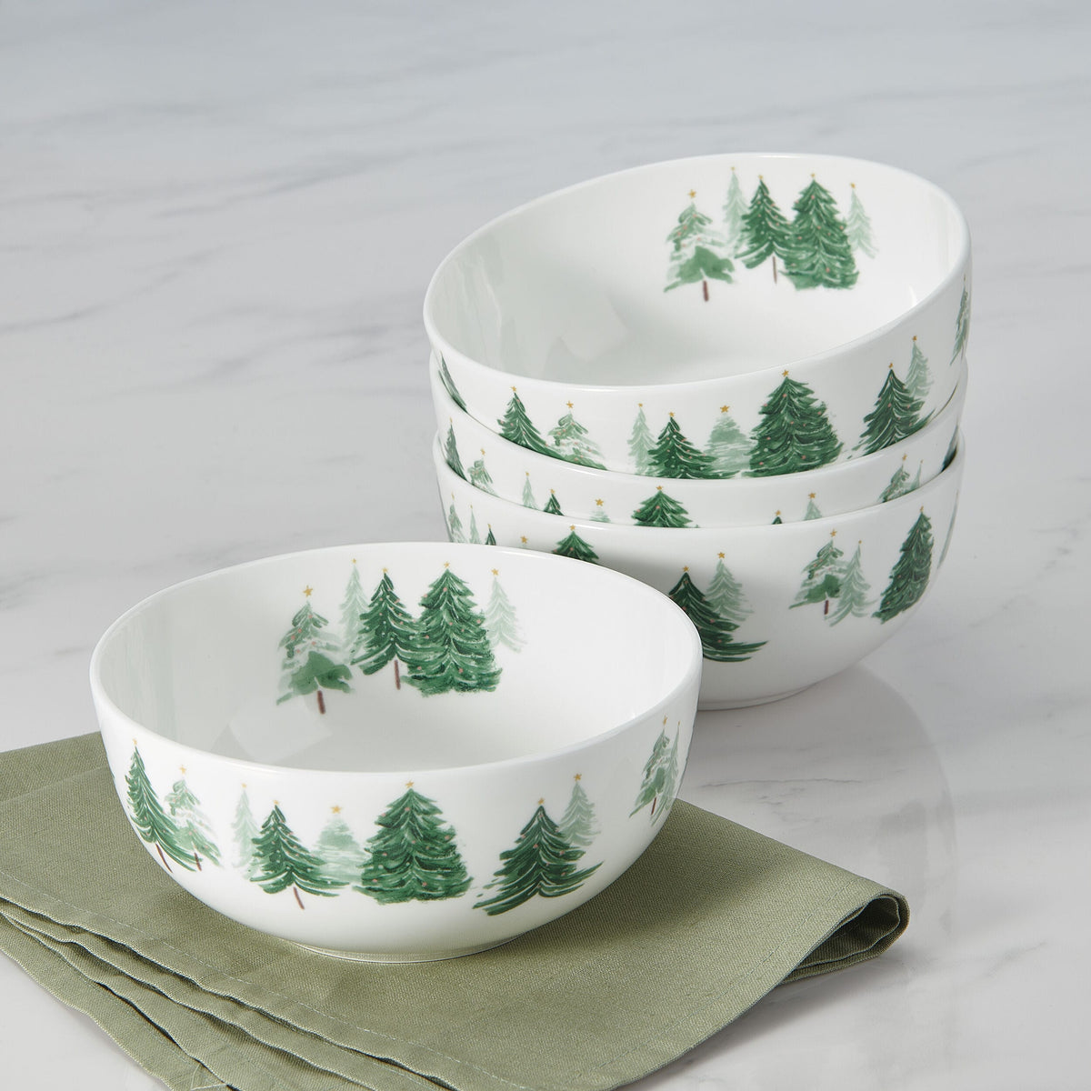 Yuletide Forest Set of 4 Soup Cereal Bowls
