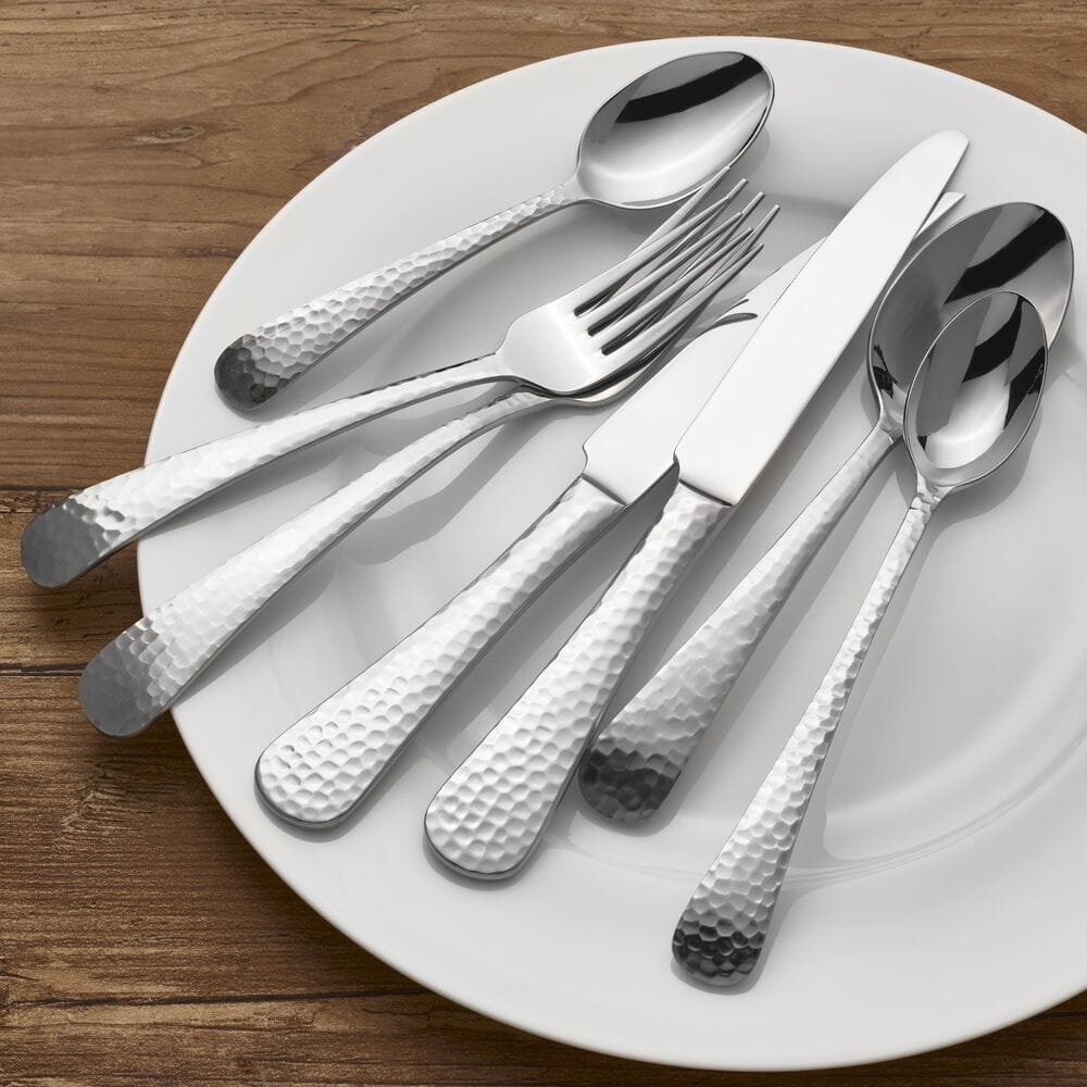 Hammered Opulent 112 Piece Flatware Set, Service for 12