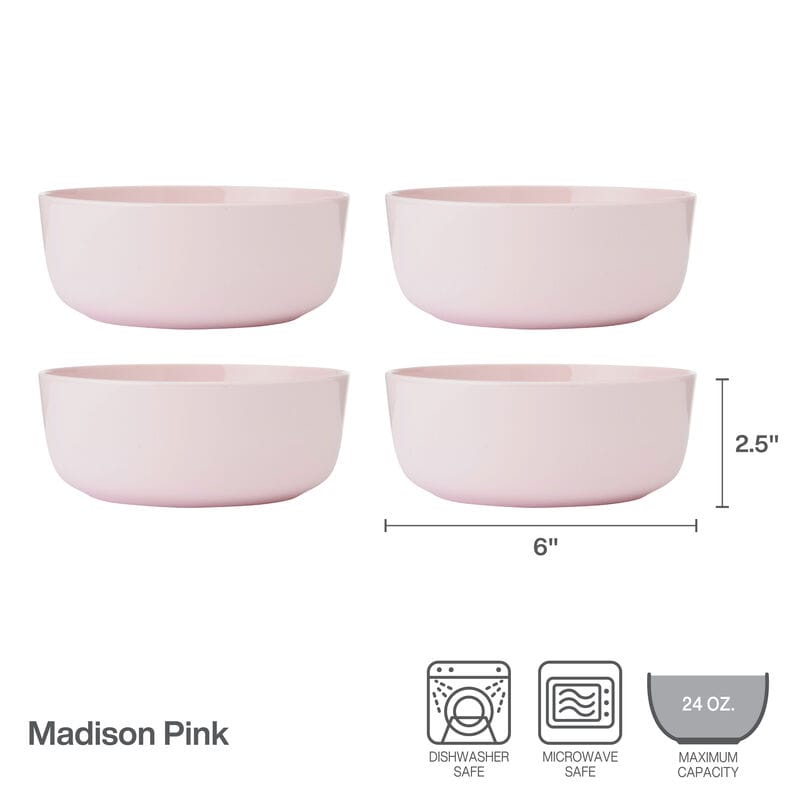 Madison Pink Set of 4 Soup Cereal Bowls