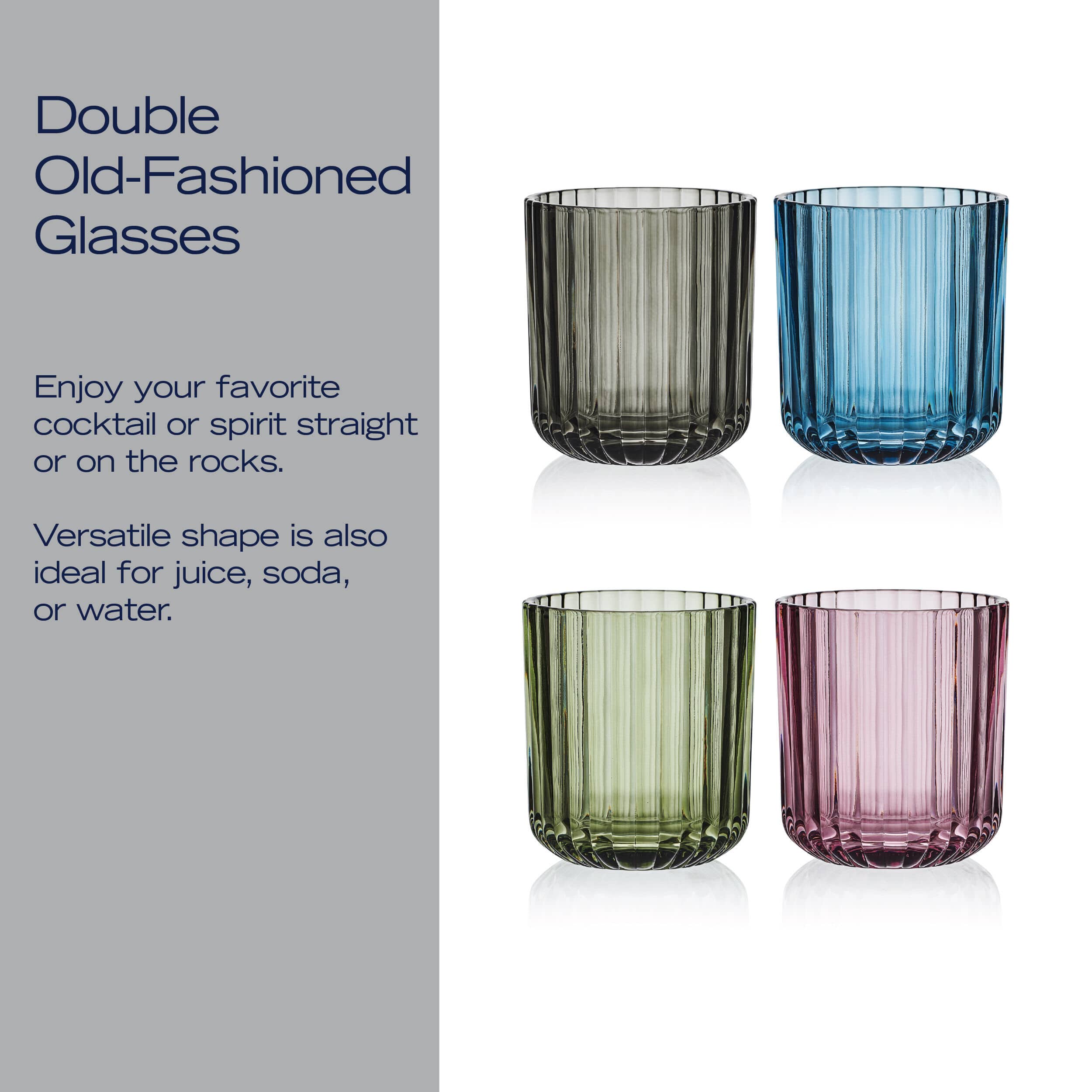 Jasper Colored Set of 4 Double Old Fashioned Glasses