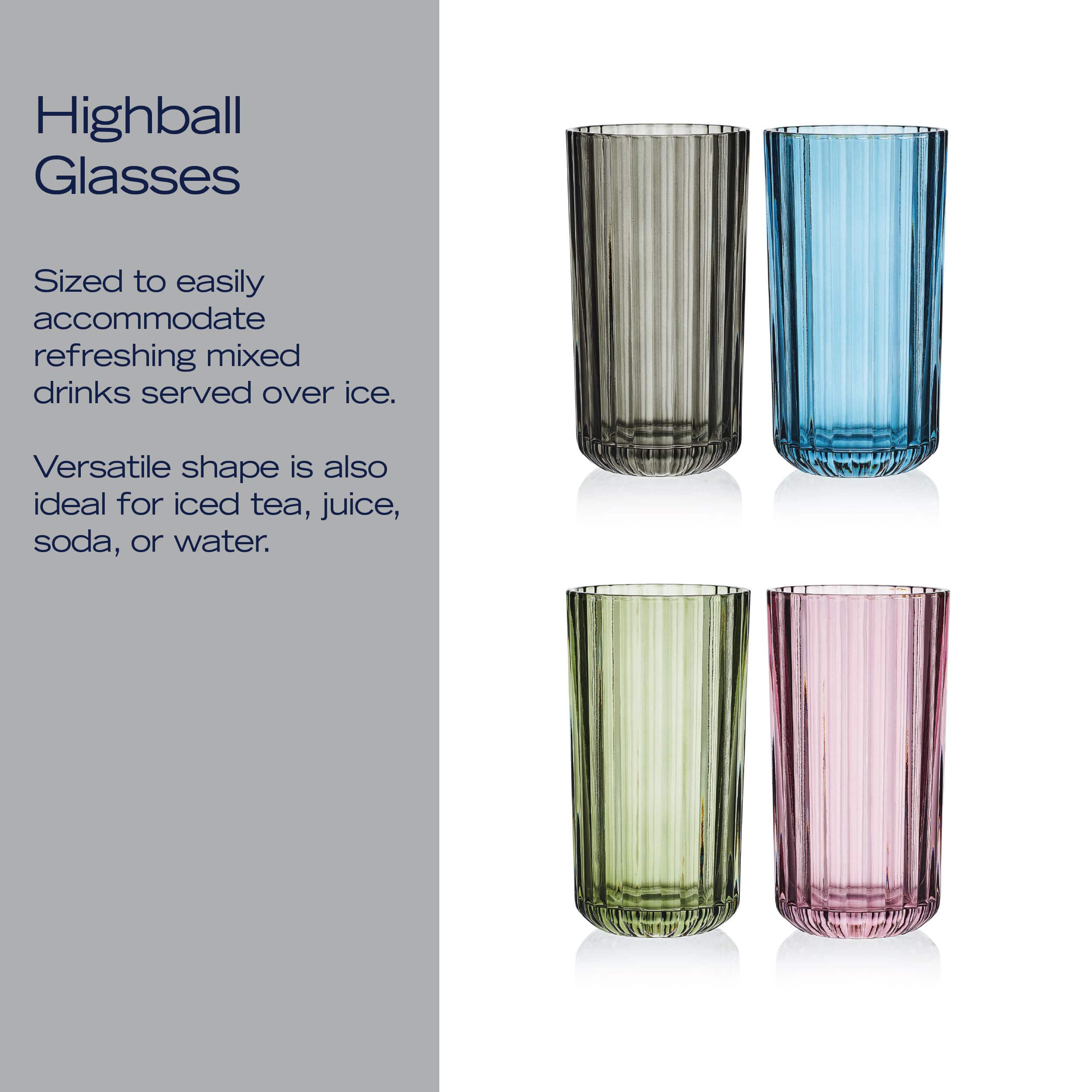 Jasper Colored Set of 4 Highball Glasses