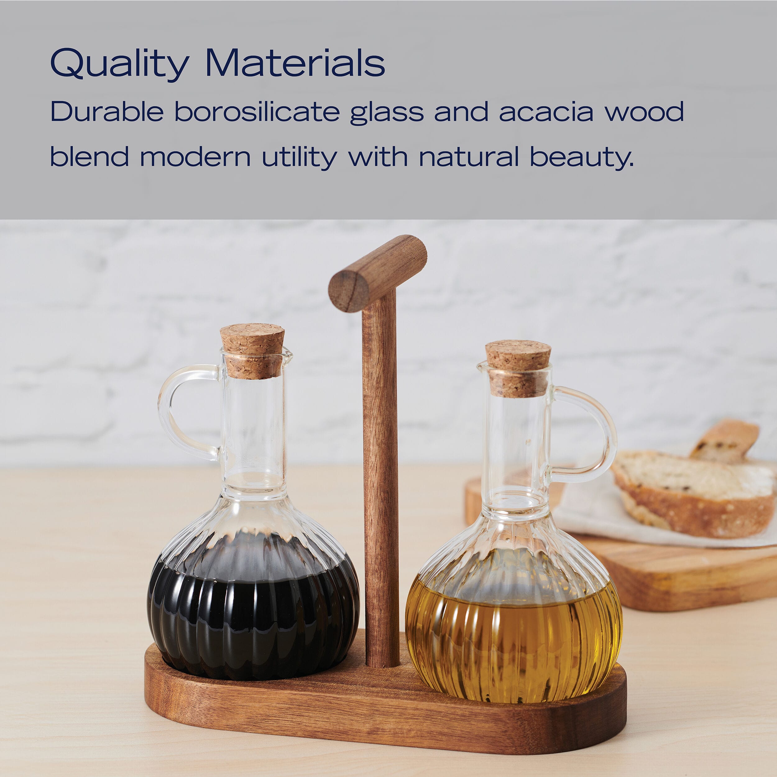 Glenwood 3 Piece Oil and Vinegar Cruet Set