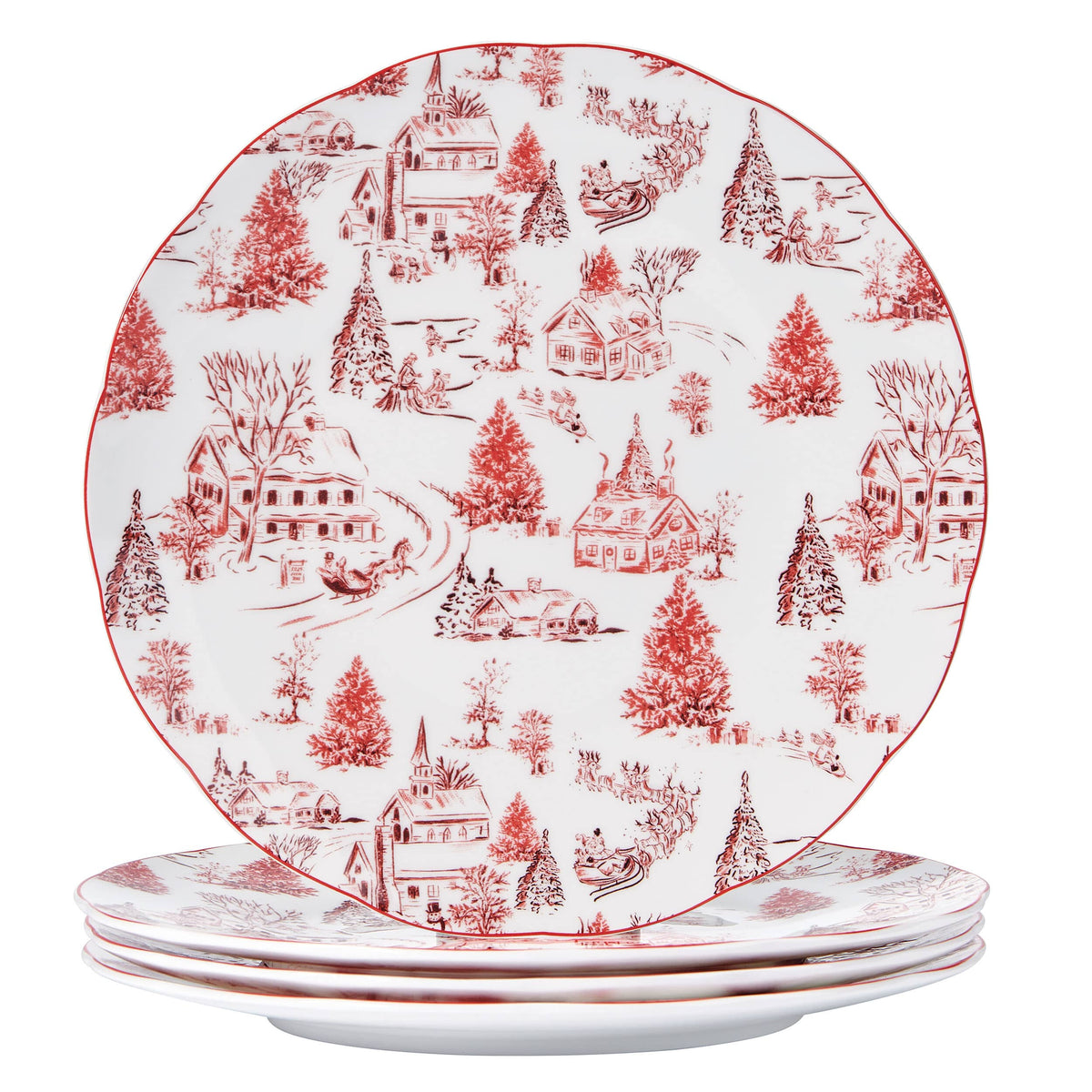 Holiday Village Set of 4 Dinner Plates