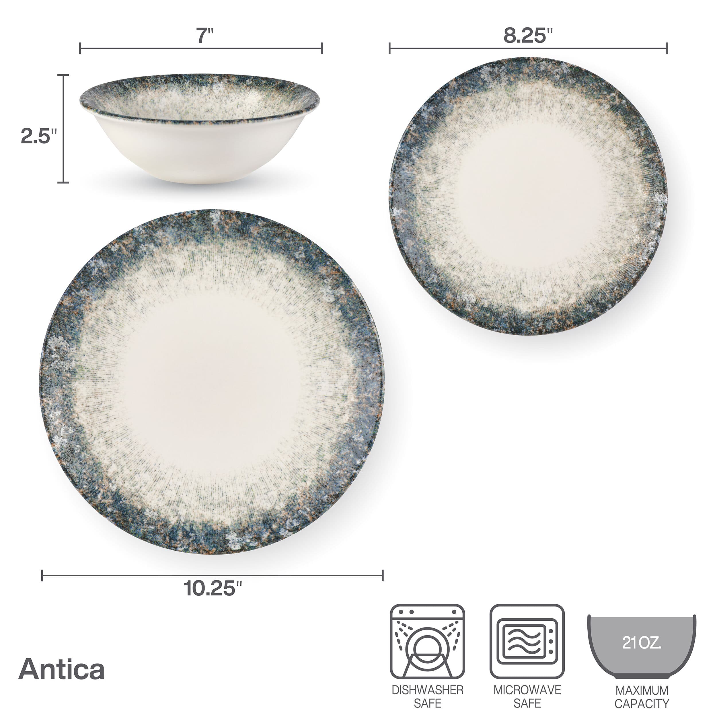 Arctica Blue 12 Piece Dinnerware Set, Service for 4