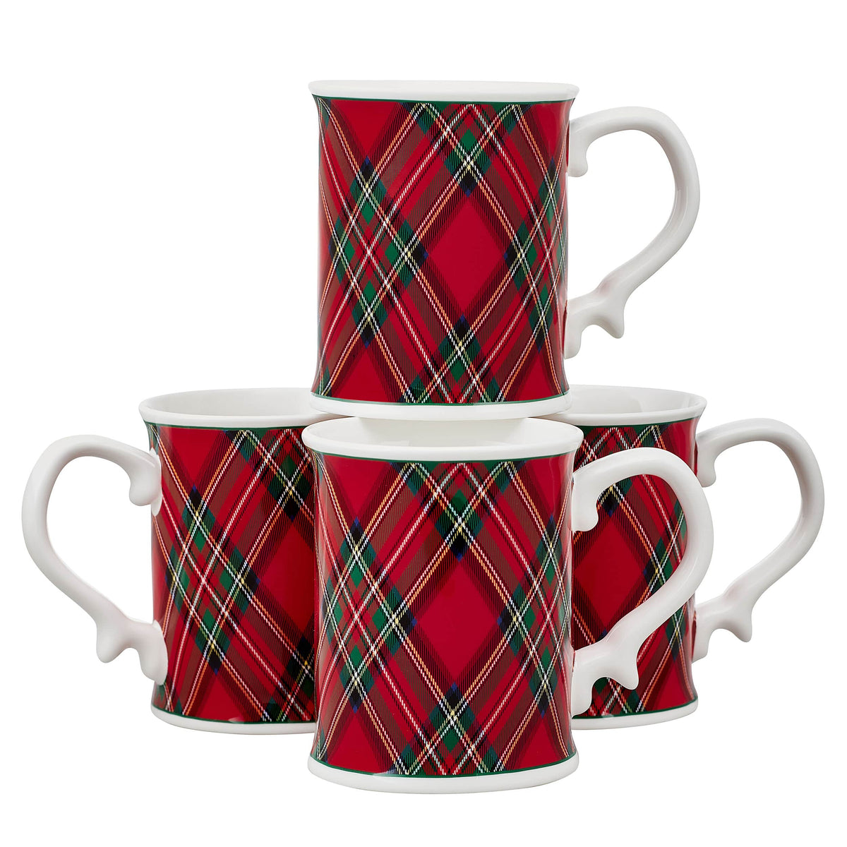 Tartan Red Set of 4 Mugs
