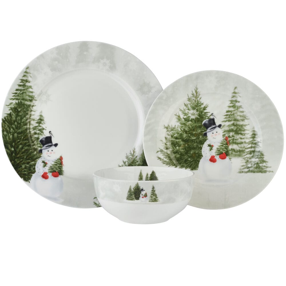 Snowman's Forest 12 Piece Dinnerware Set, Service for 4