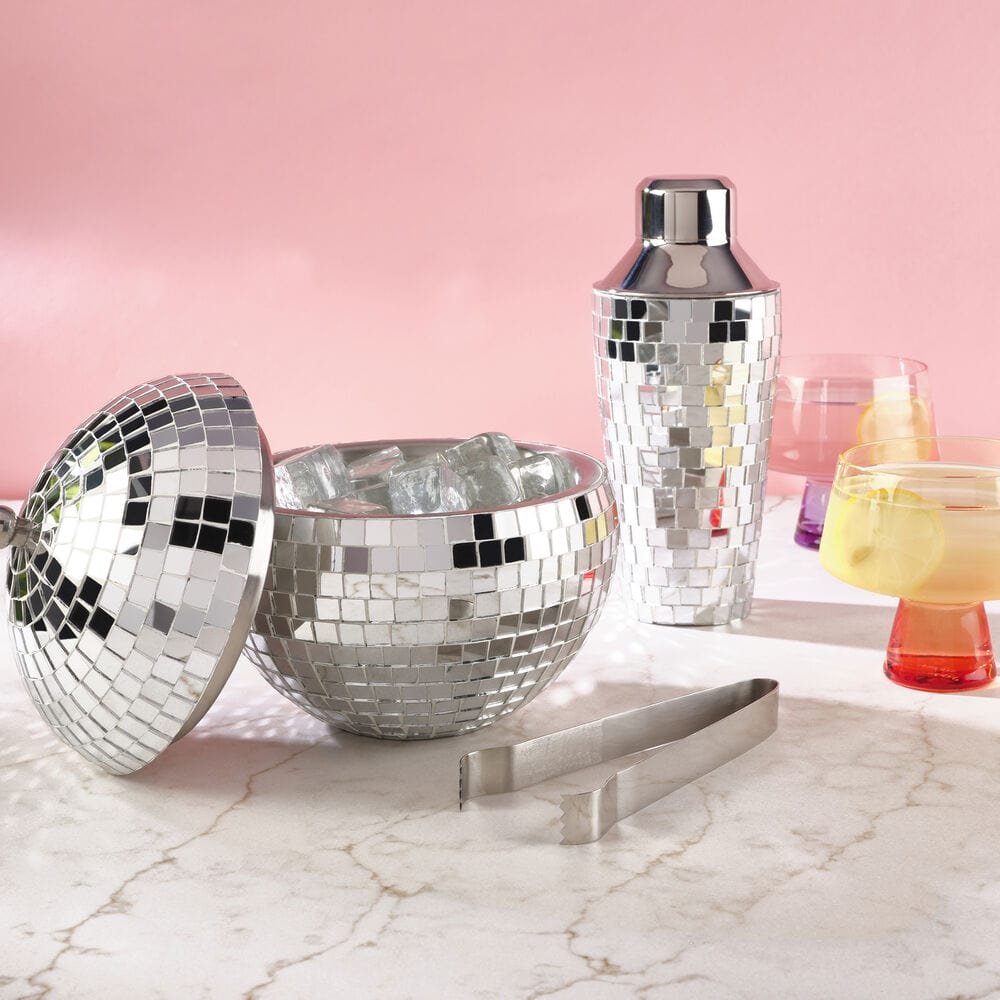 Disco Ball 3 Piece Cocktail Shaker and Ice Bucket Bar Set