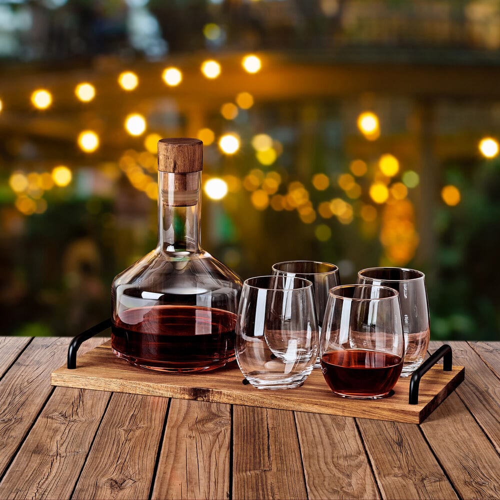 Glenwood 7 Piece Stemless Wine and Decanter Set