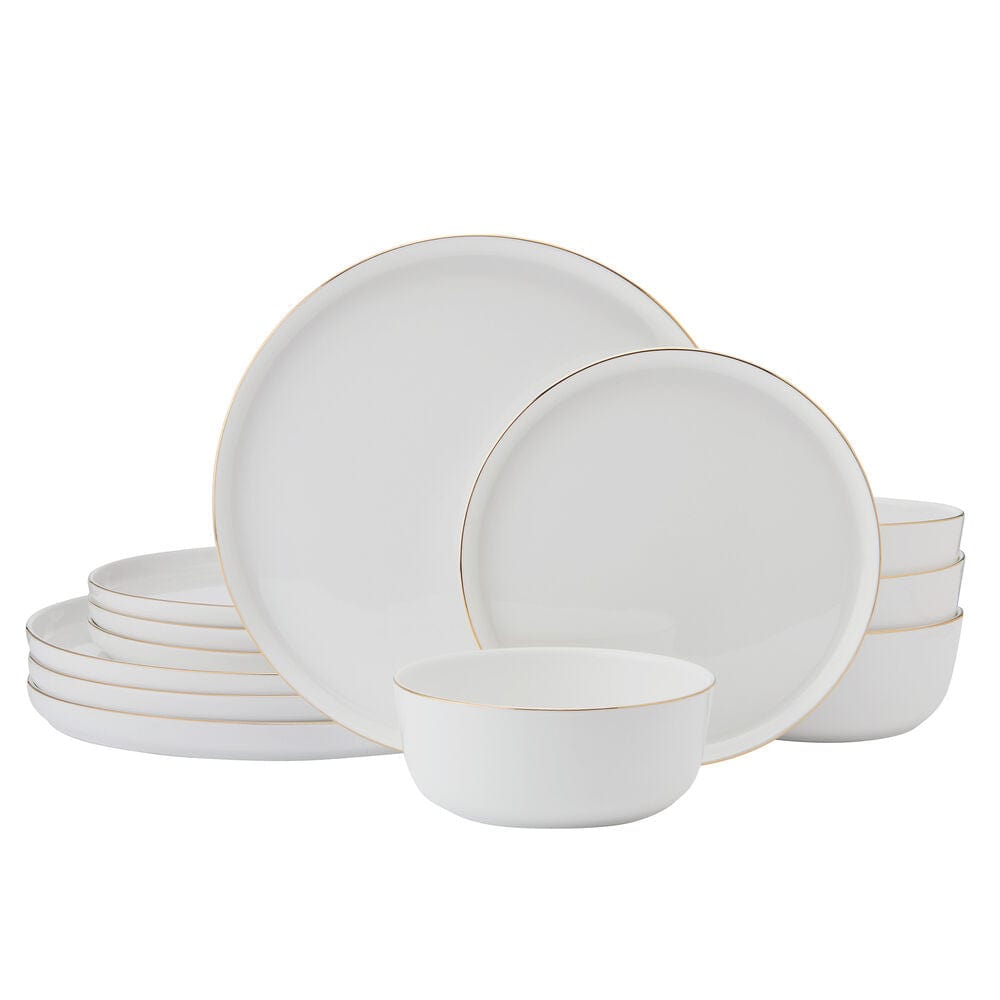 Samantha Gold Rim 12 Piece Dinnerware Set, Service for 4