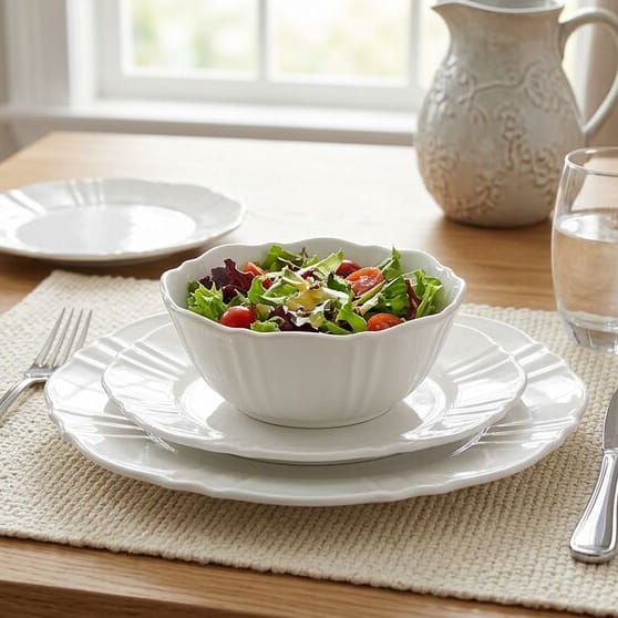 Belle Scalloped 12 Piece Dinnerware Set, Service for 4