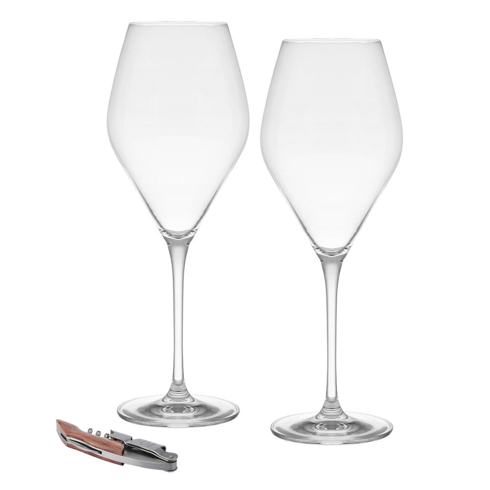 Blythe Set of 2 Wine Glass Boxed Gift Set with Corkscrew