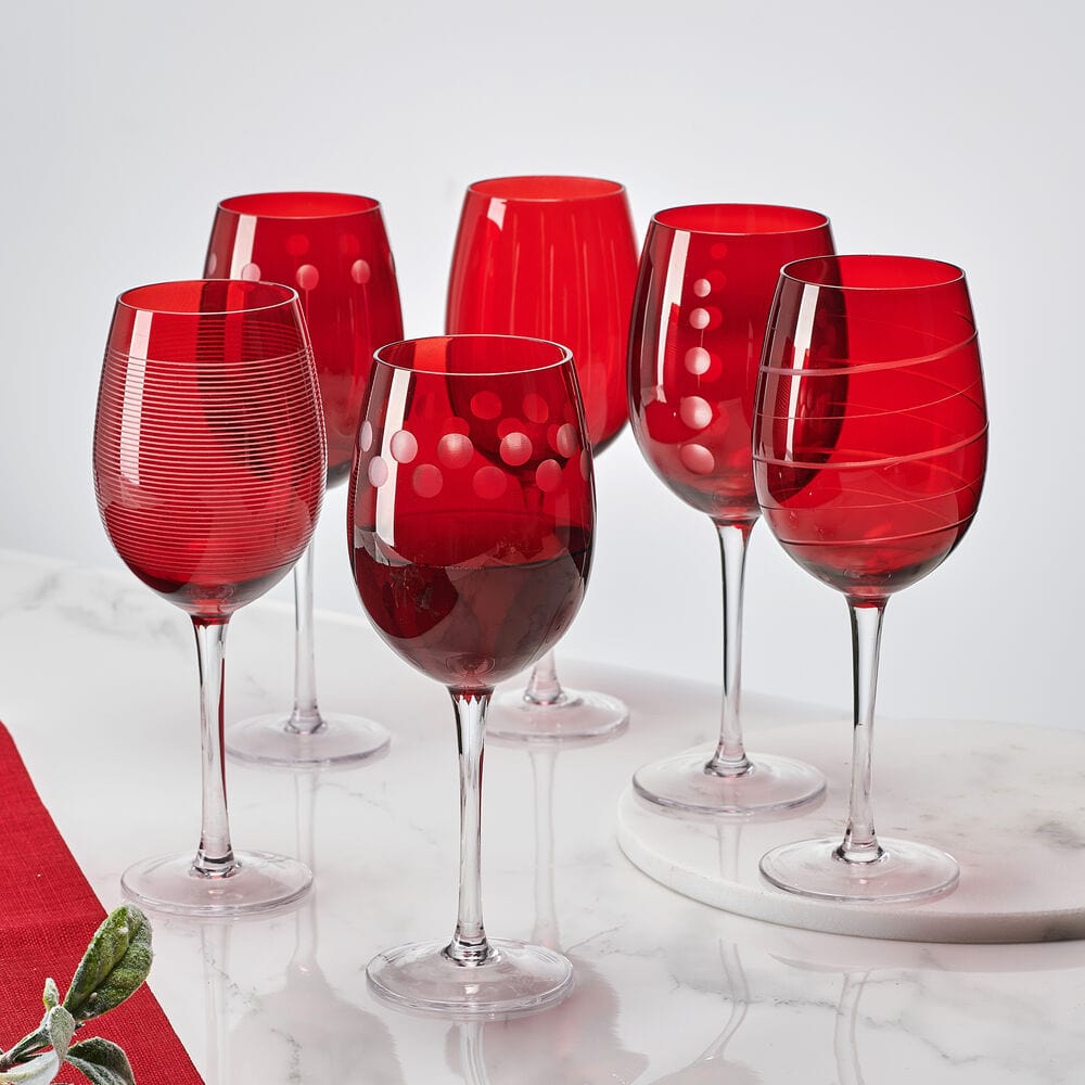 Cheers® Set of 6 Ruby Wine Glasses