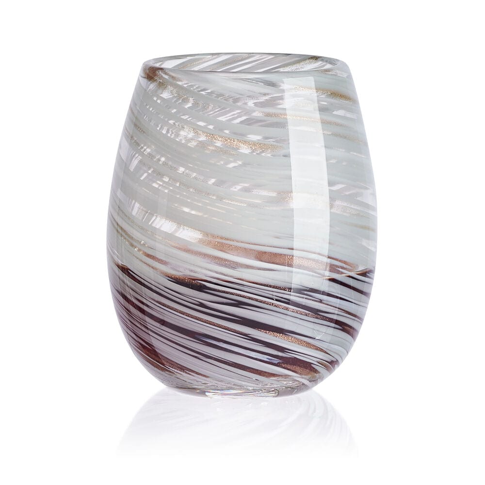 Color Swirl Gray Set of 4 Stemless Wine Glasses