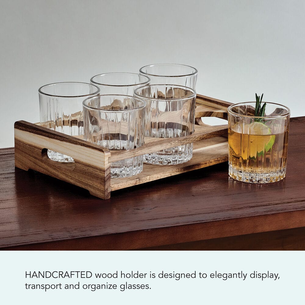 Glenwood 7 Piece Double Old Fashioned Bar Caddy Set