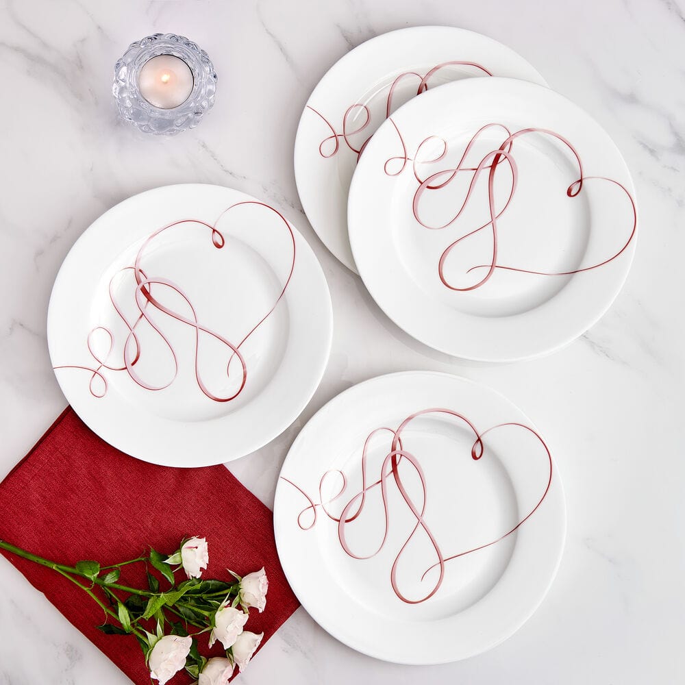 Love Story Pink Set of 4 Salad Plates