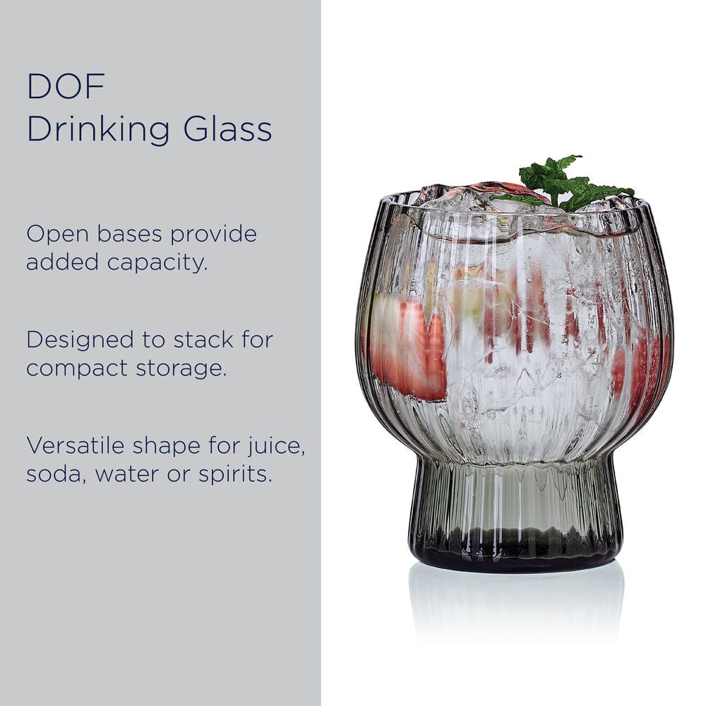 Phoebe Optic Smoke Set of 4 Double Old Fashioned Glasses