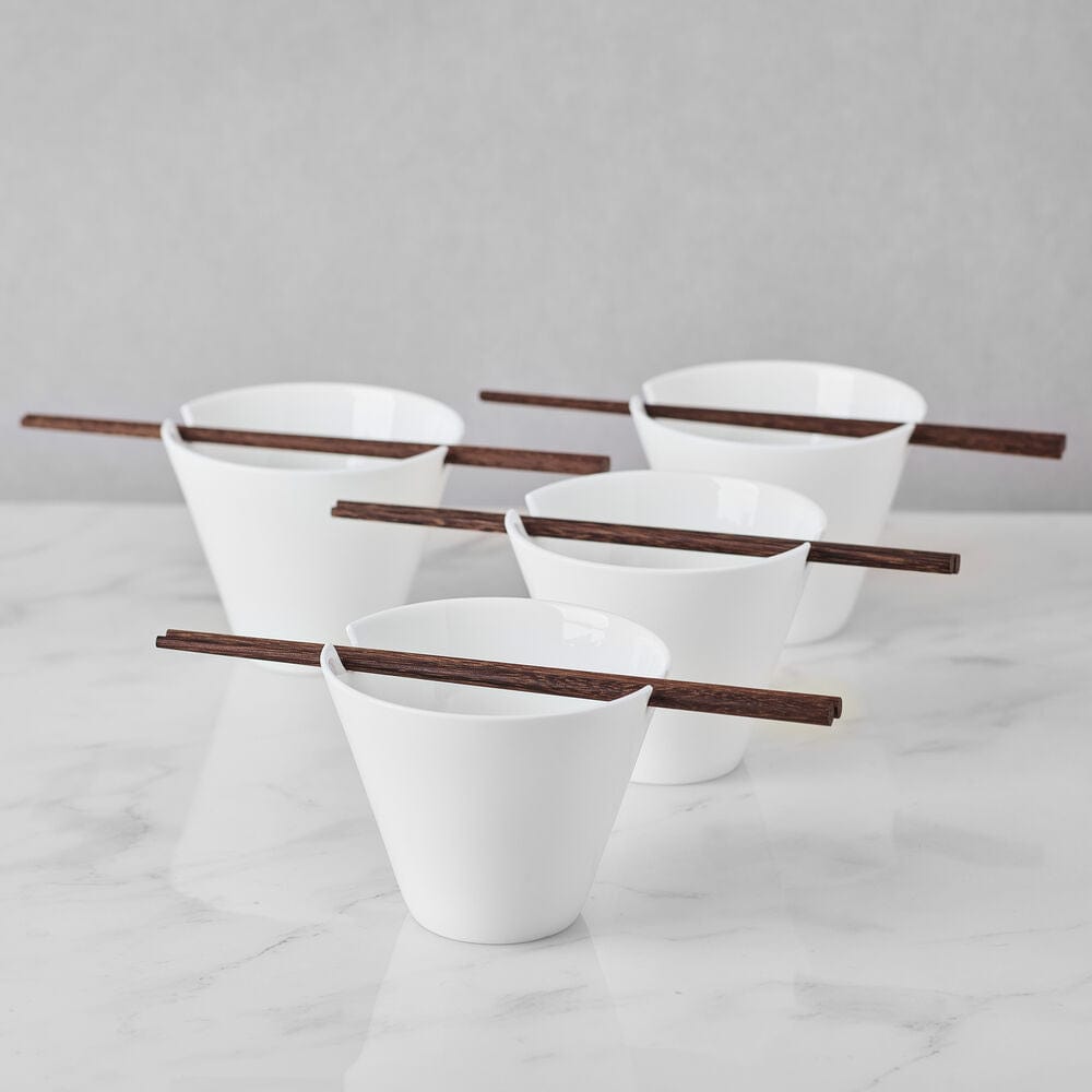 Delray Set of 4 Small Noodle Bowl With Chopsticks