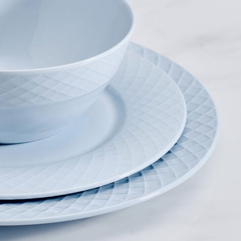 Trellis Misty Blue 12 Piece Dinnerware Set, Service for 4