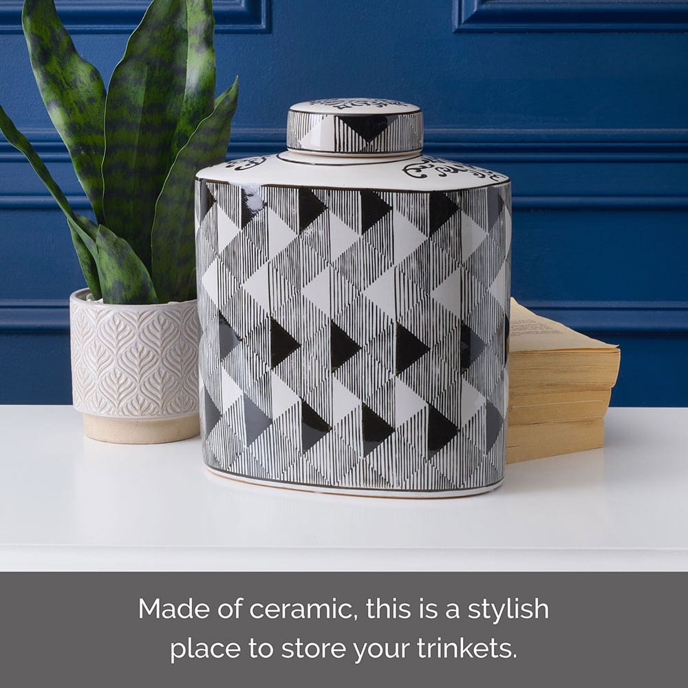 Diamond Decorative Oval Canister Vase