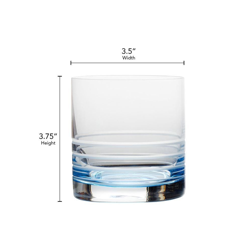 Cal Blue Ombre Set of 4 Double Old Fashioned Whiskey Glasses