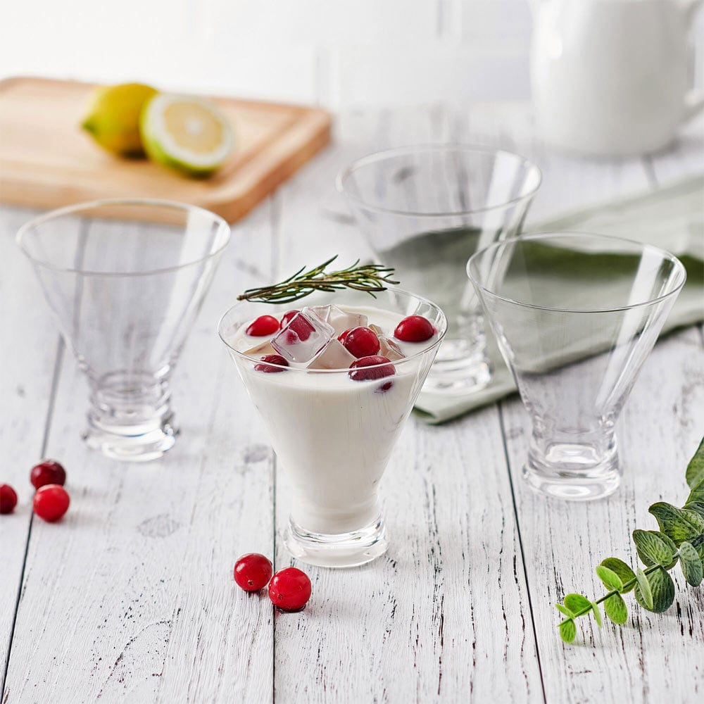 Craft Cocktail Set of 4 Stemless Martini Glasses