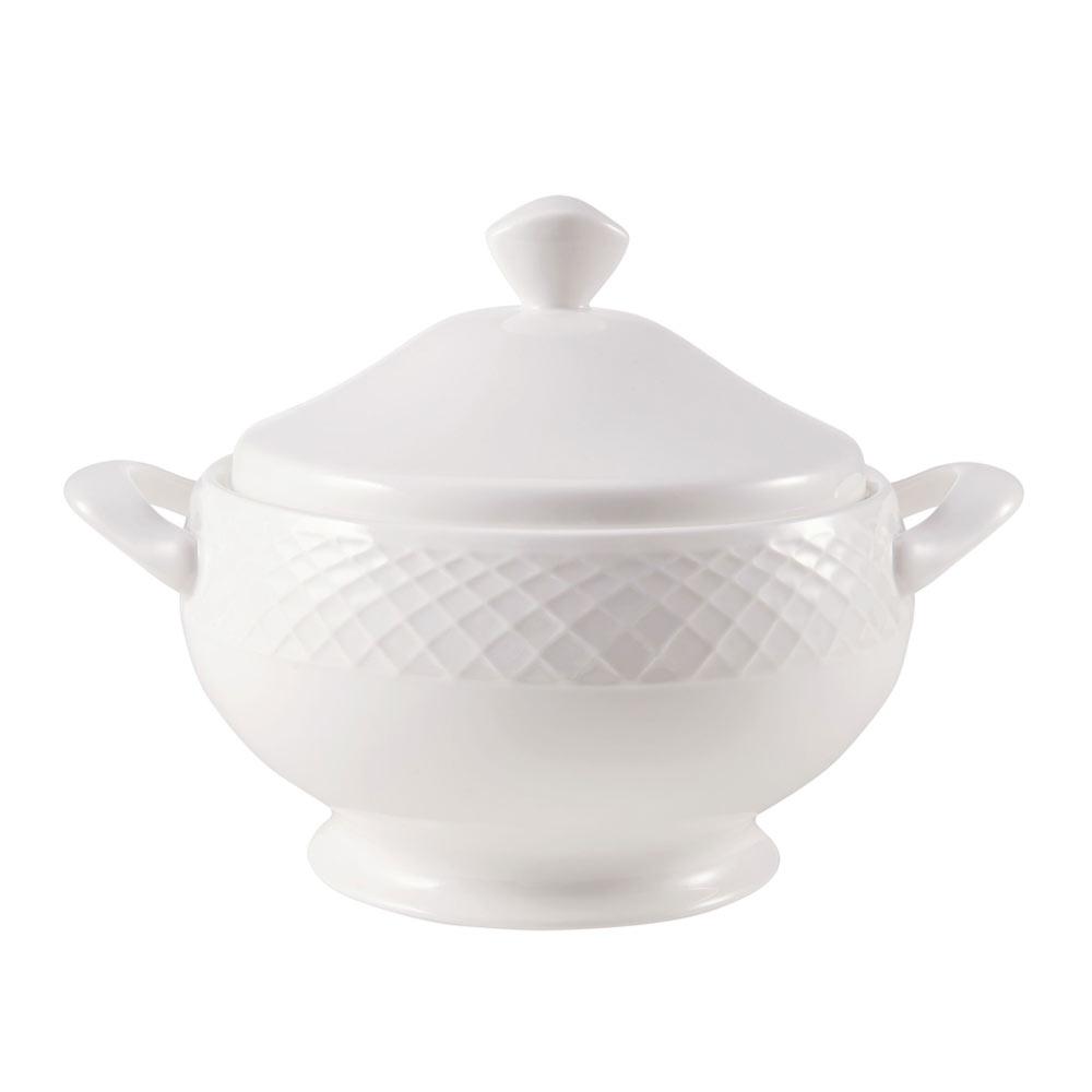 Trellis White Covered Casserole