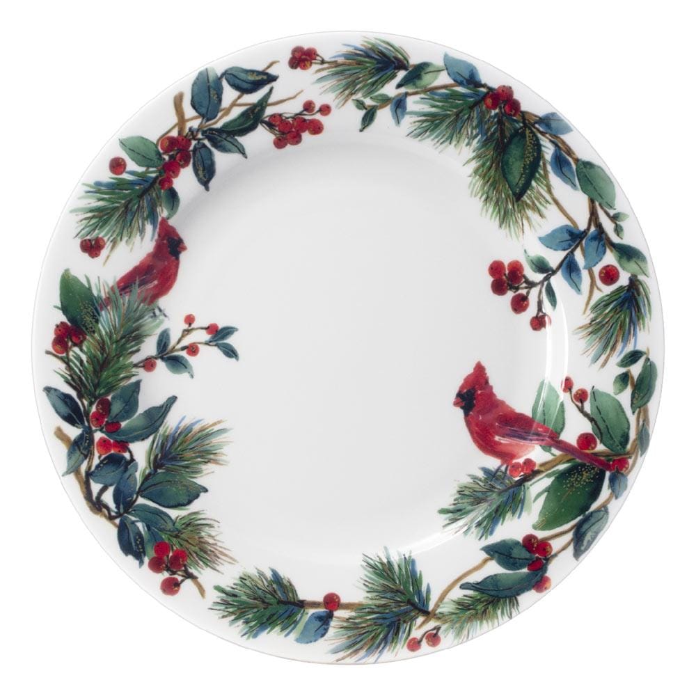 Winter Cardinal Set of 4 Dinner Plates
