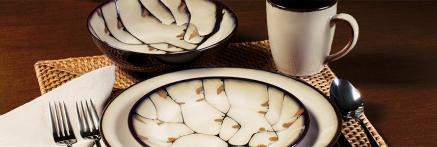 Anissa dinnerware is a beautiful, serene collection in soft coupe shapes, perfect for any meal. Earthy beige tones with darker edges are highlighted with an exquisite glaze finish.