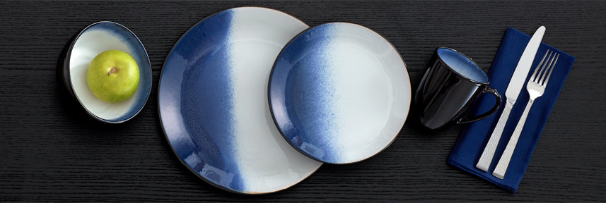 With an ombré effect that blends from blue to white, and a reactive glaze that adds a subtle sheen, Asher Blue dinnerware will complement any table setting.