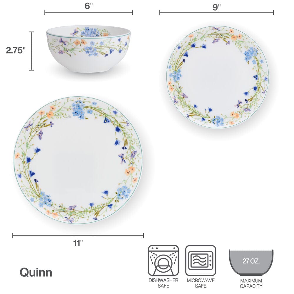Quinn 12 Piece Dinnerware Set, Service for 4