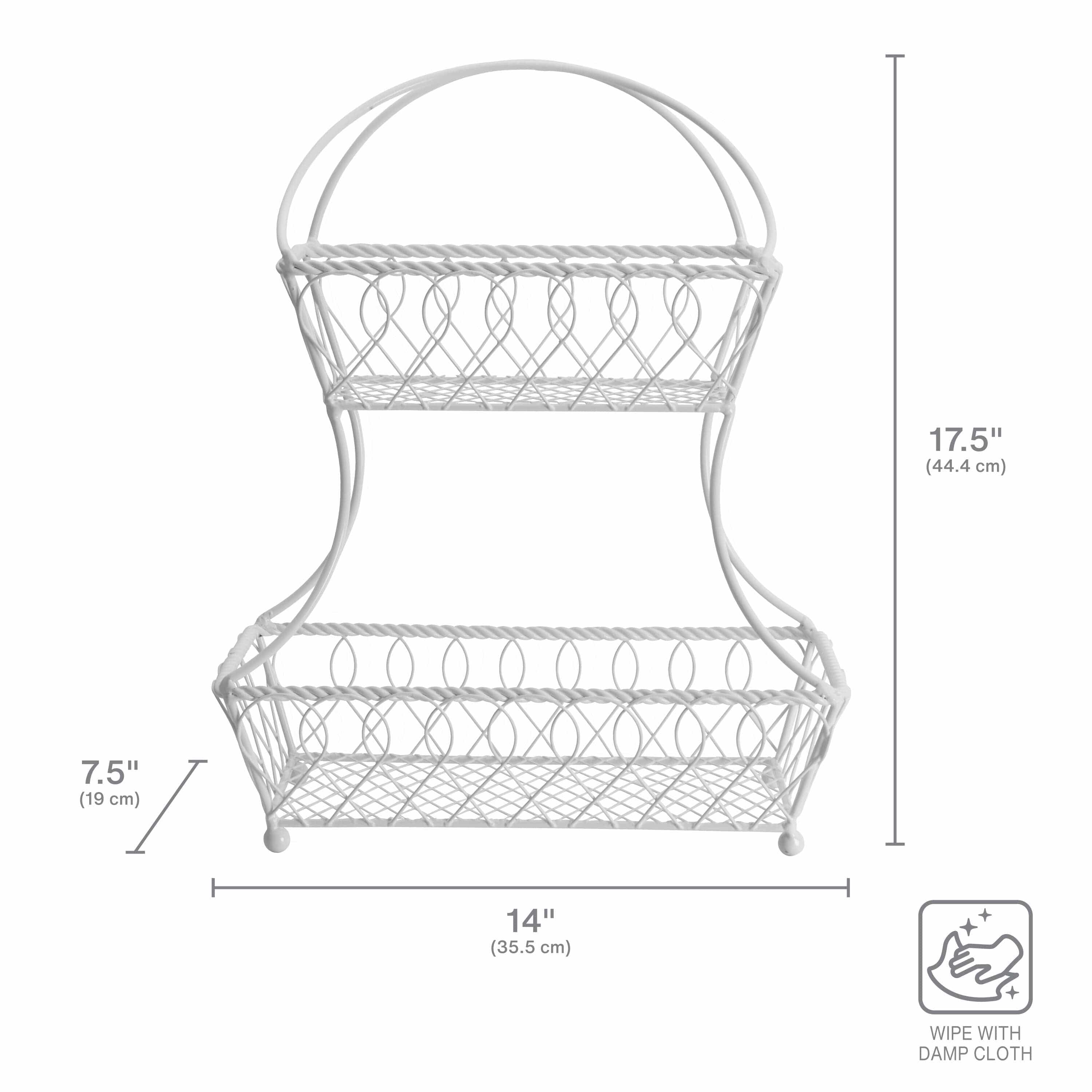 Loop and Lattice 2 Tier White Flatback Fruit Storage Basket