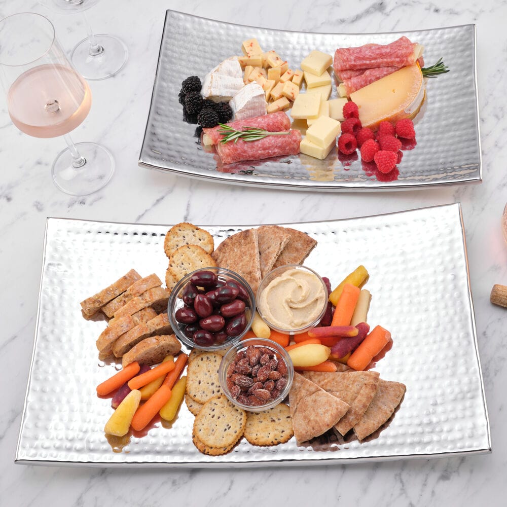 Curved Hammered Set of 2 Serving Trays