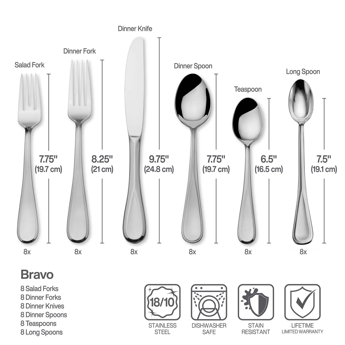 Bravo 52 Piece Flatware Set with Caddy, Service for 8