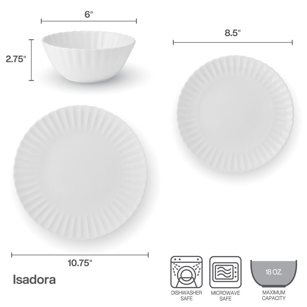 Isadora 12 Piece Dinnerware Set, Service For 4