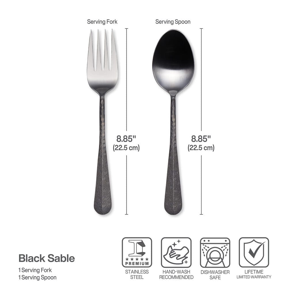 Sable Black Set of 2 Serving Fork and Spoon