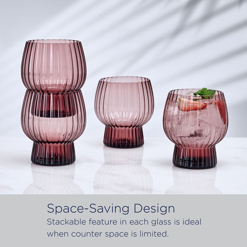 Phoebe Optic Lilac Set of 4 Double Old Fashioned Glasses