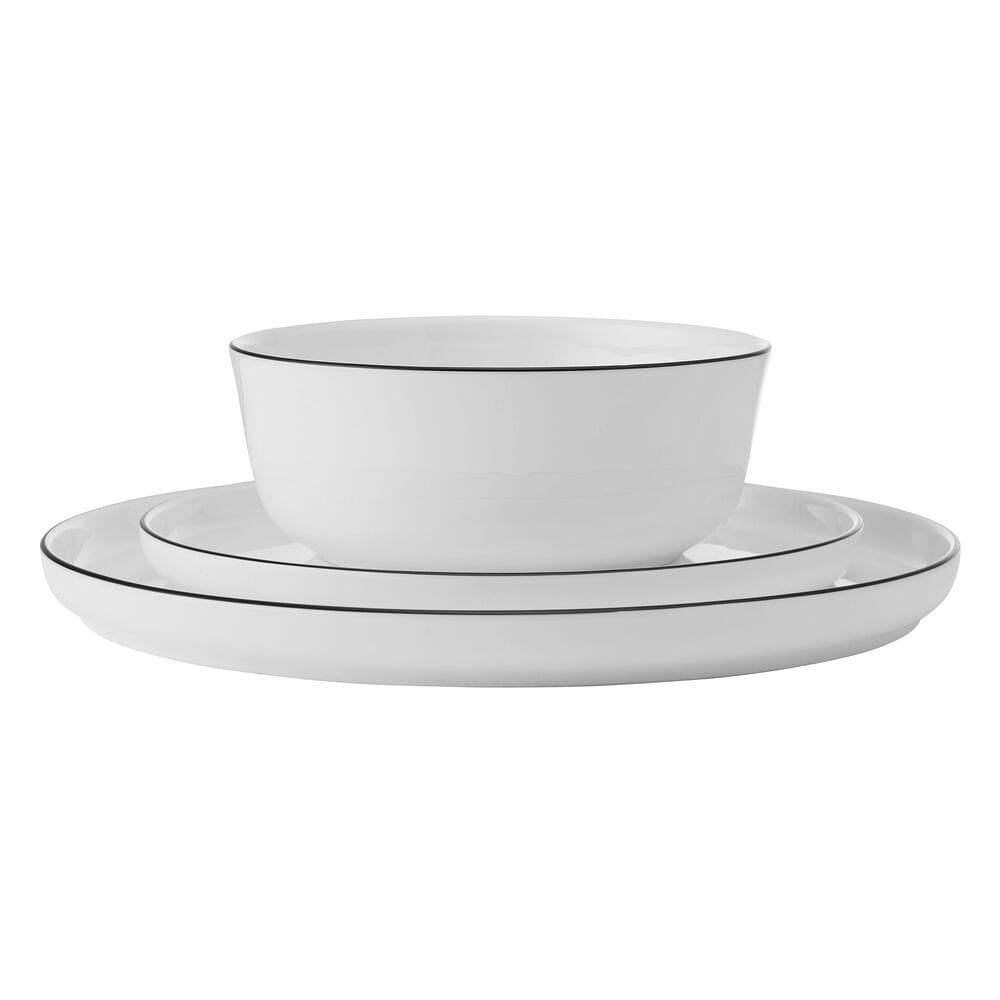 Samantha Banded Black 12 Piece Dinnerware Set, Service for 4