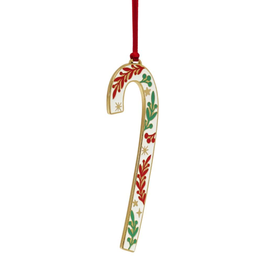 Wallace 2026 Gold Plated Enameled Candy Cane Ornament 46th Edition
