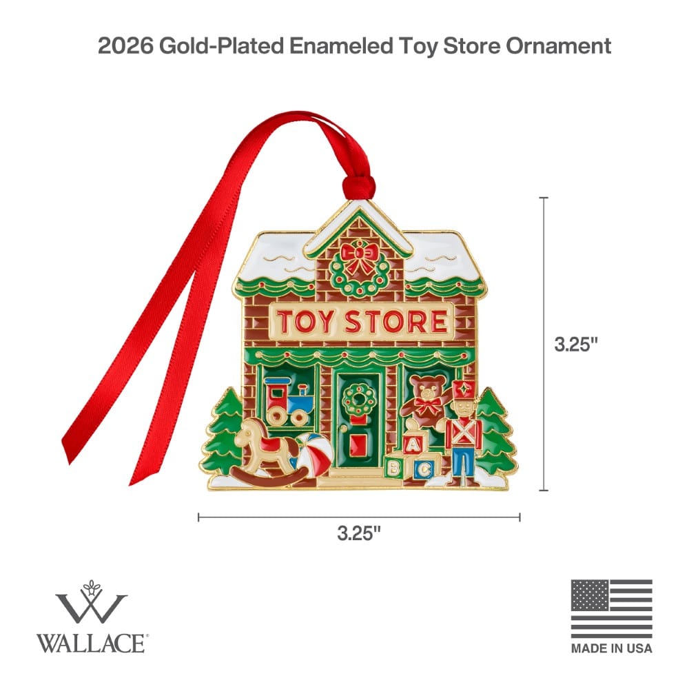 Wallace 2026 Gold Plated Enameled Christmas Village Ornament 3rd Edition