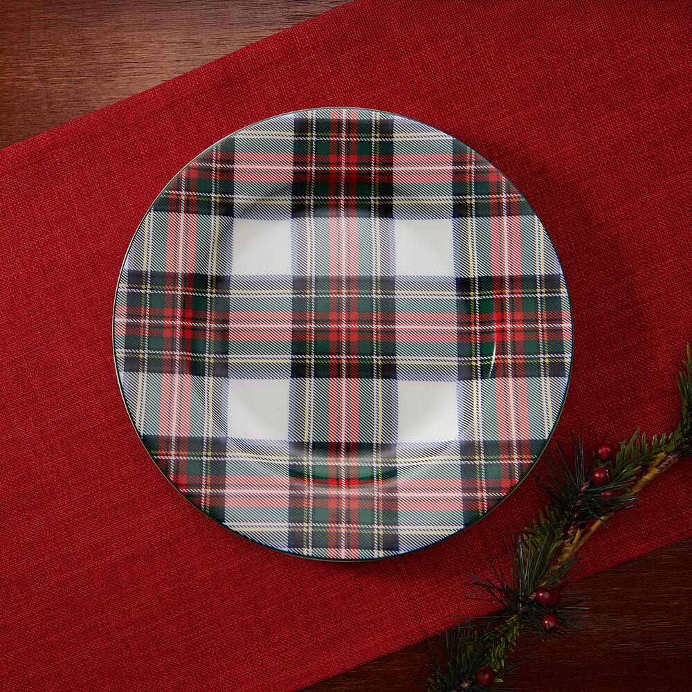 Tartan White Set of 4 Salad Plates