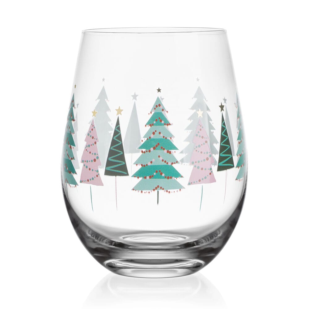 Stemless Gifts Holiday Tree Stemless Wine Set of 4