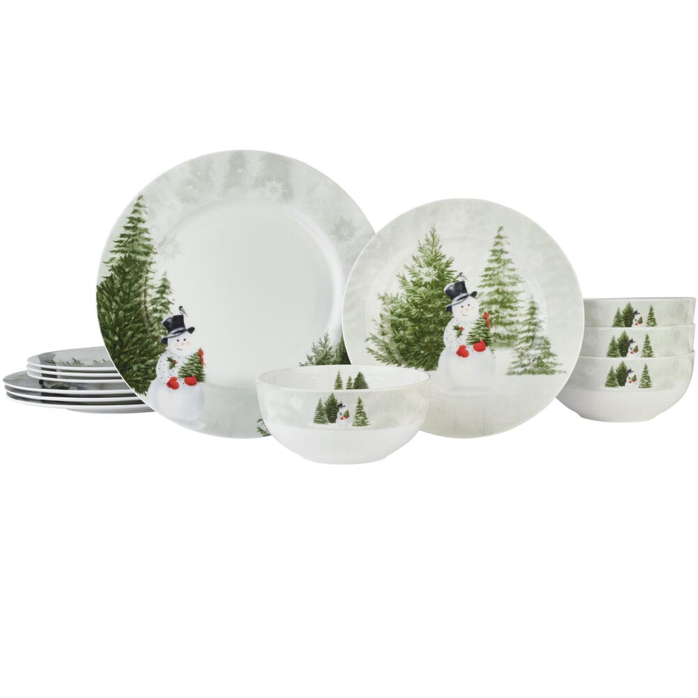 Snowman's Forest 12 Piece Dinnerware Set, Service for 4
