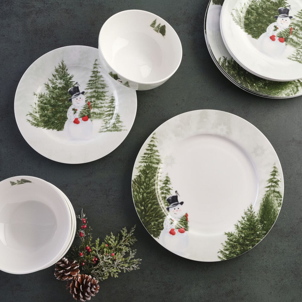 Snowman's Forest 12 Piece Dinnerware Set, Service for 4