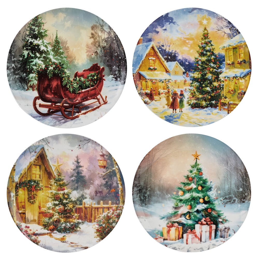 Vintage Christmas Set of 4 Holiday Salad Plates