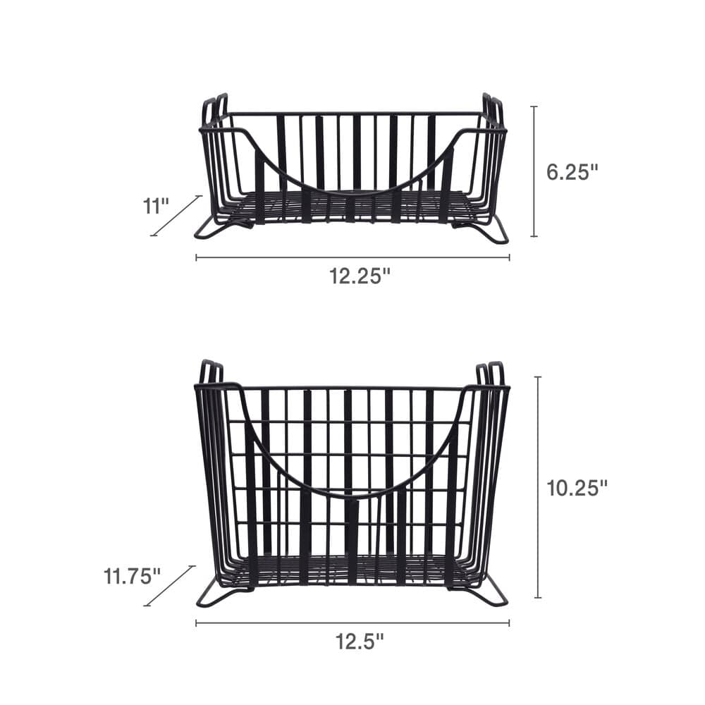 Band & Stripe Set of 2 Stackable Storage Baskets