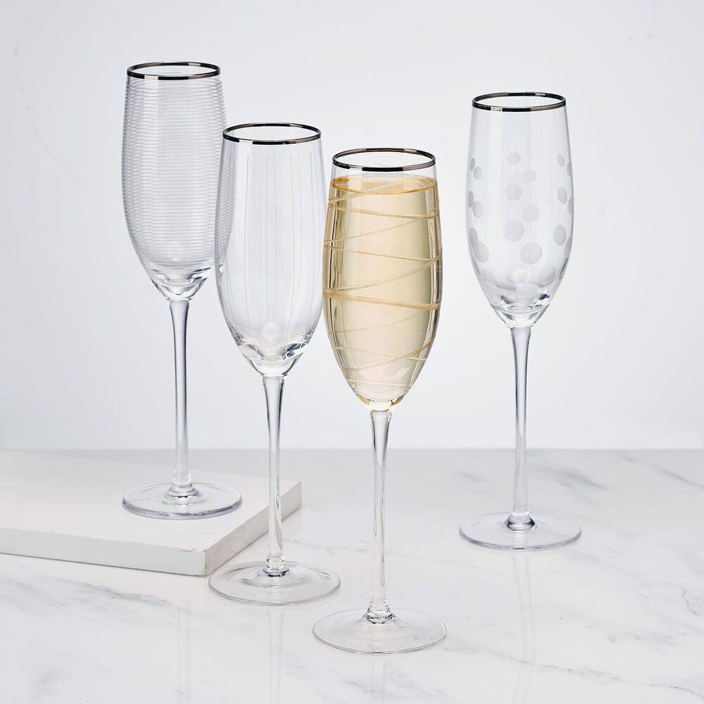Cheers® Set of 4  Platinum Banded Flutes